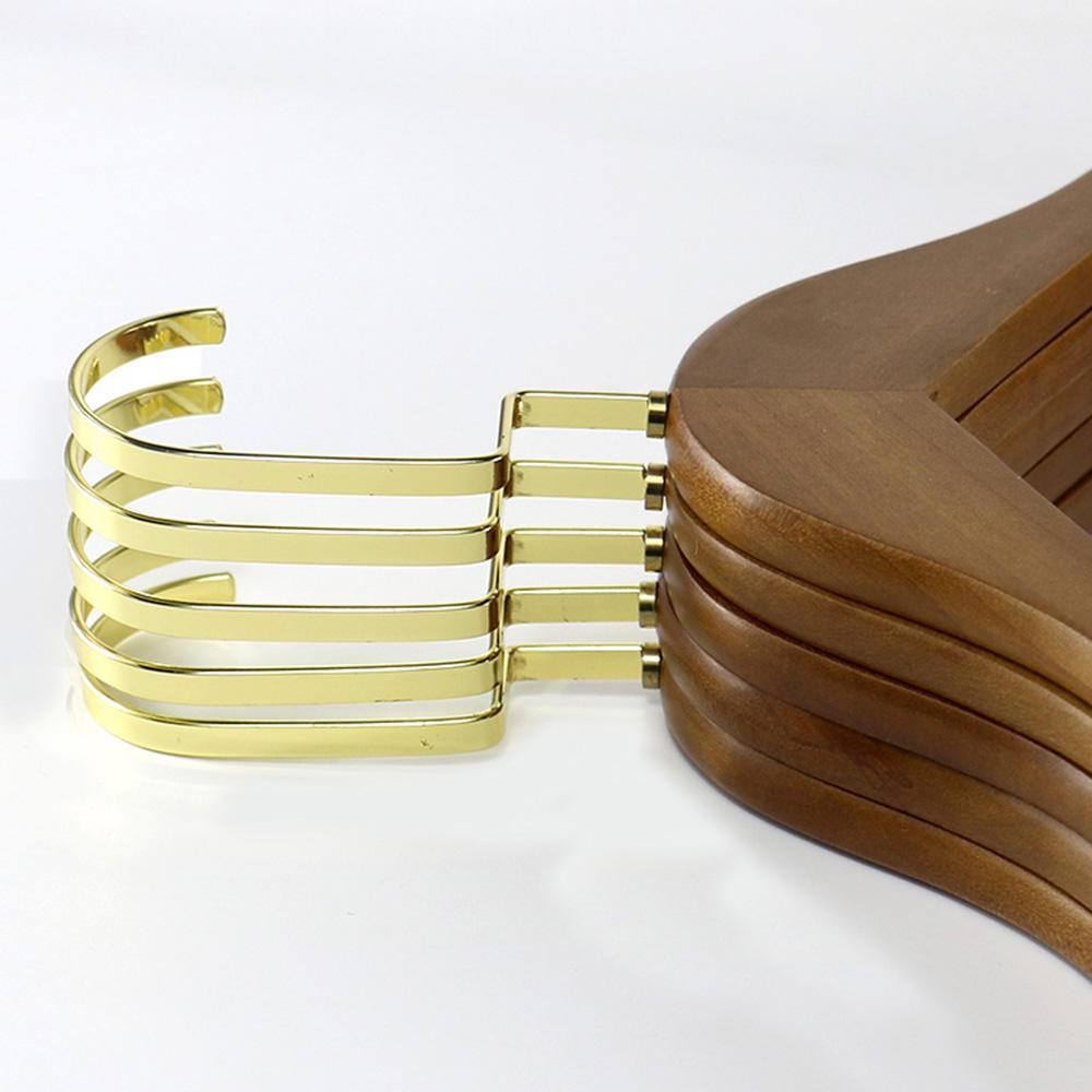 Brown Color Wooden Hanger With Anti-slip Bar