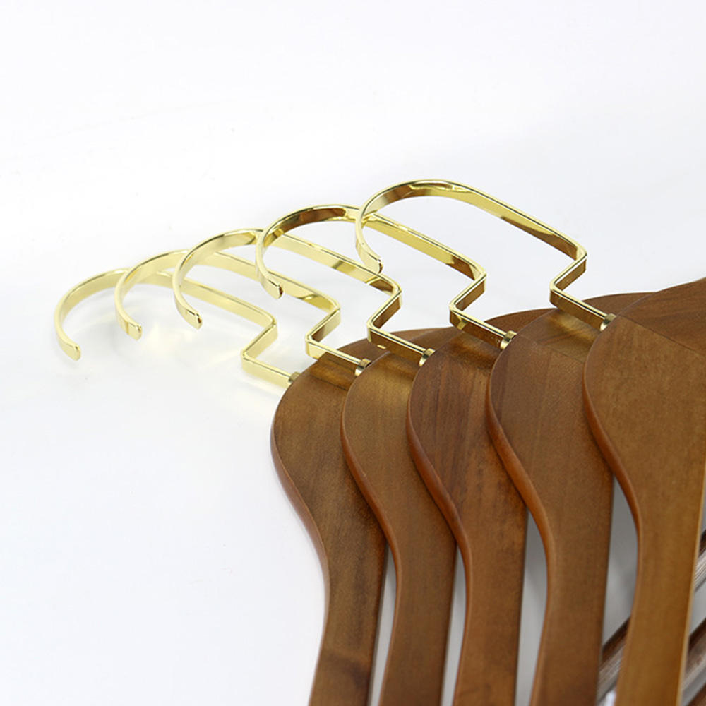 Brown Color Wooden Hanger With Anti-slip Bar