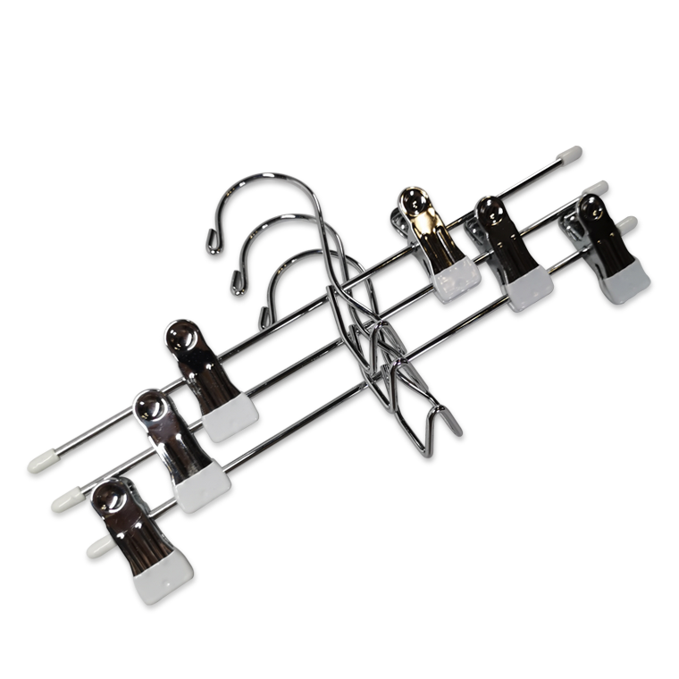 Functional Metal Hanger with White PVC Covered Clips