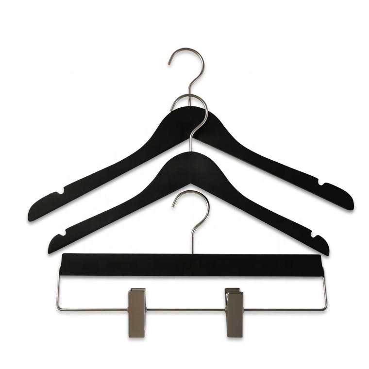 Solid Wooden Clothes Hanger with Clips