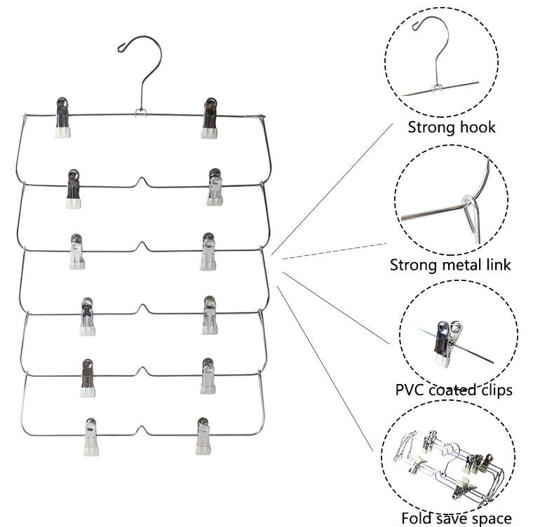 4 tier Black Color Metal Multi Tiers Hangers With Clips