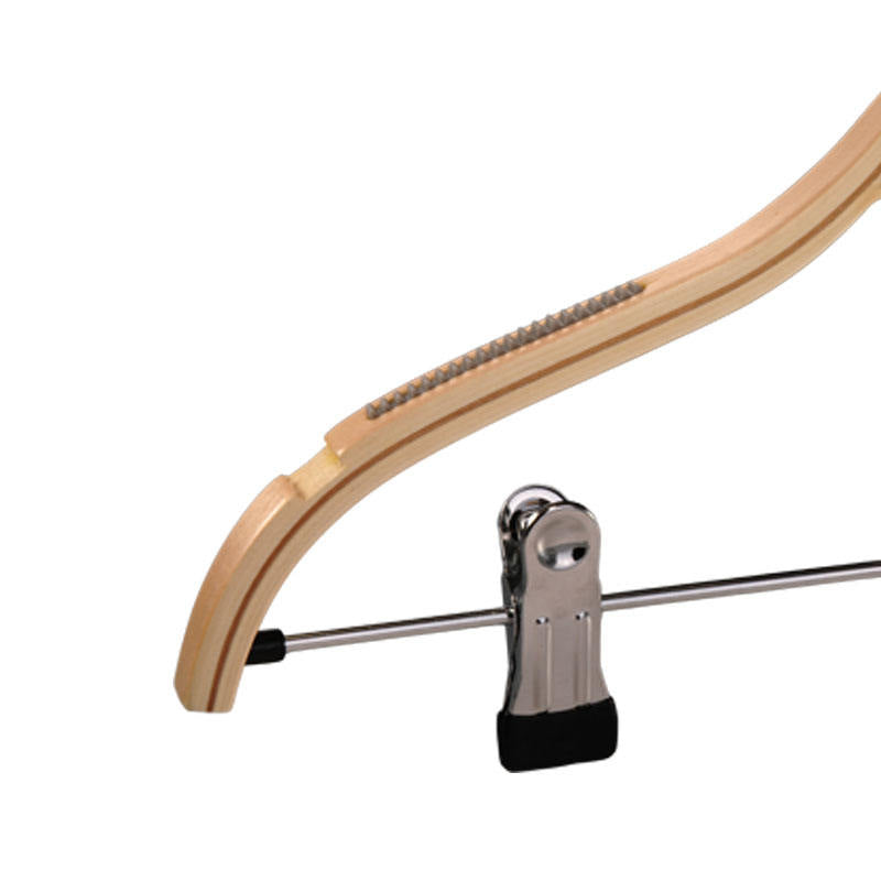 Anti slip Wooden Laminated Hanger With Clips and Notches