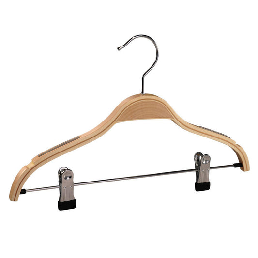 Anti slip Wooden Laminated Hanger With Clips and Notches