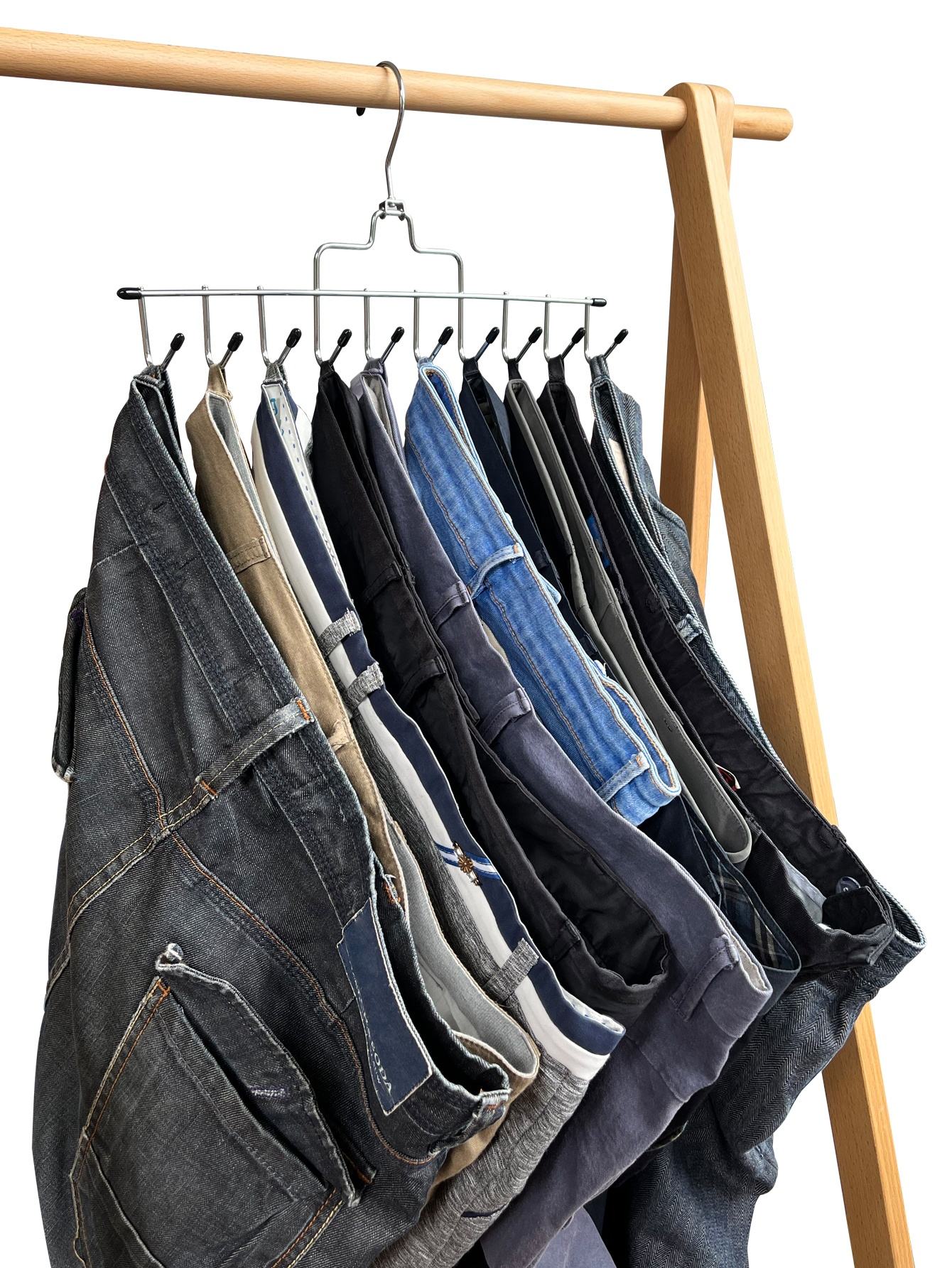 Multifunctional 10hooks Hanger Metal Chrome Space Saving for Closet