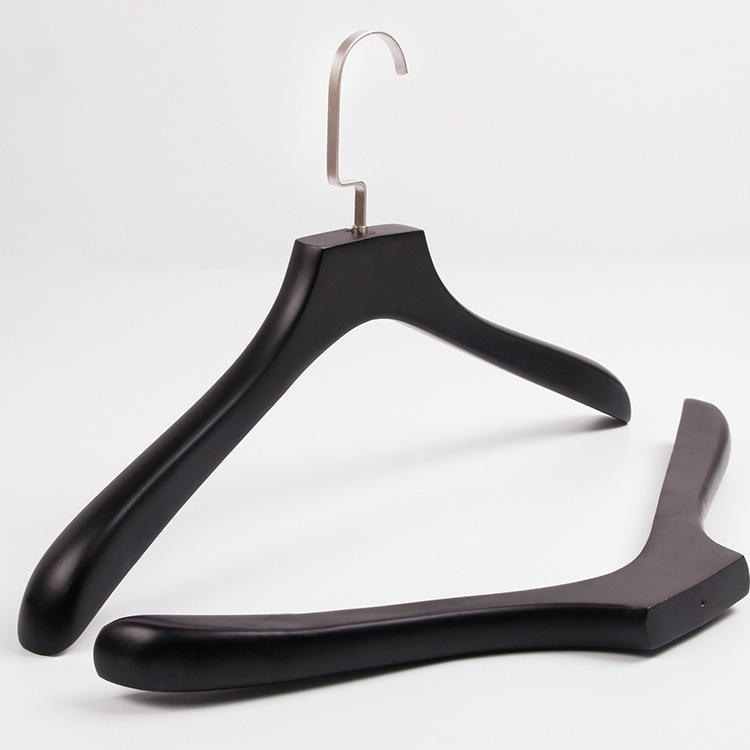 Black Solid Wooden Clothes Hanger For Adult Clothes