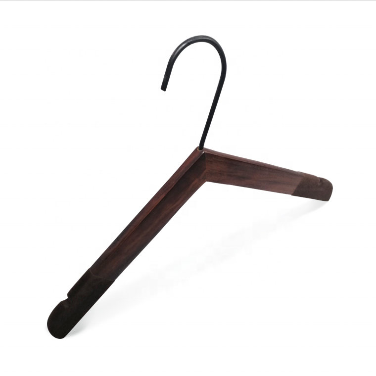 Wooden Hanger Antique Brown Velvet Shoulder Anti Slip