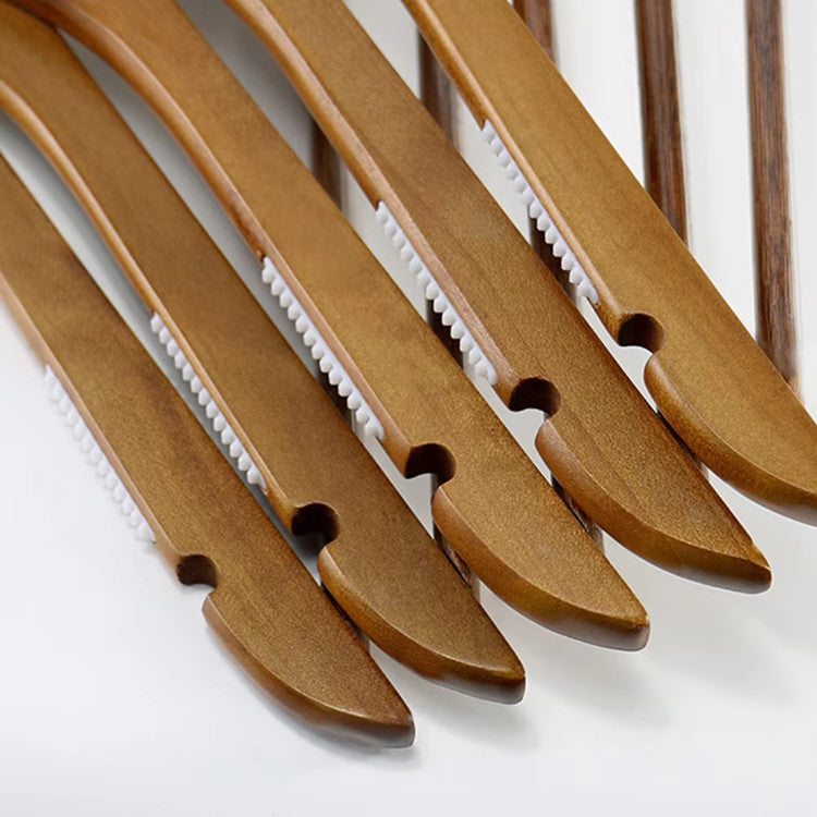 Brown Color Wooden Hanger With Anti-slip Bar
