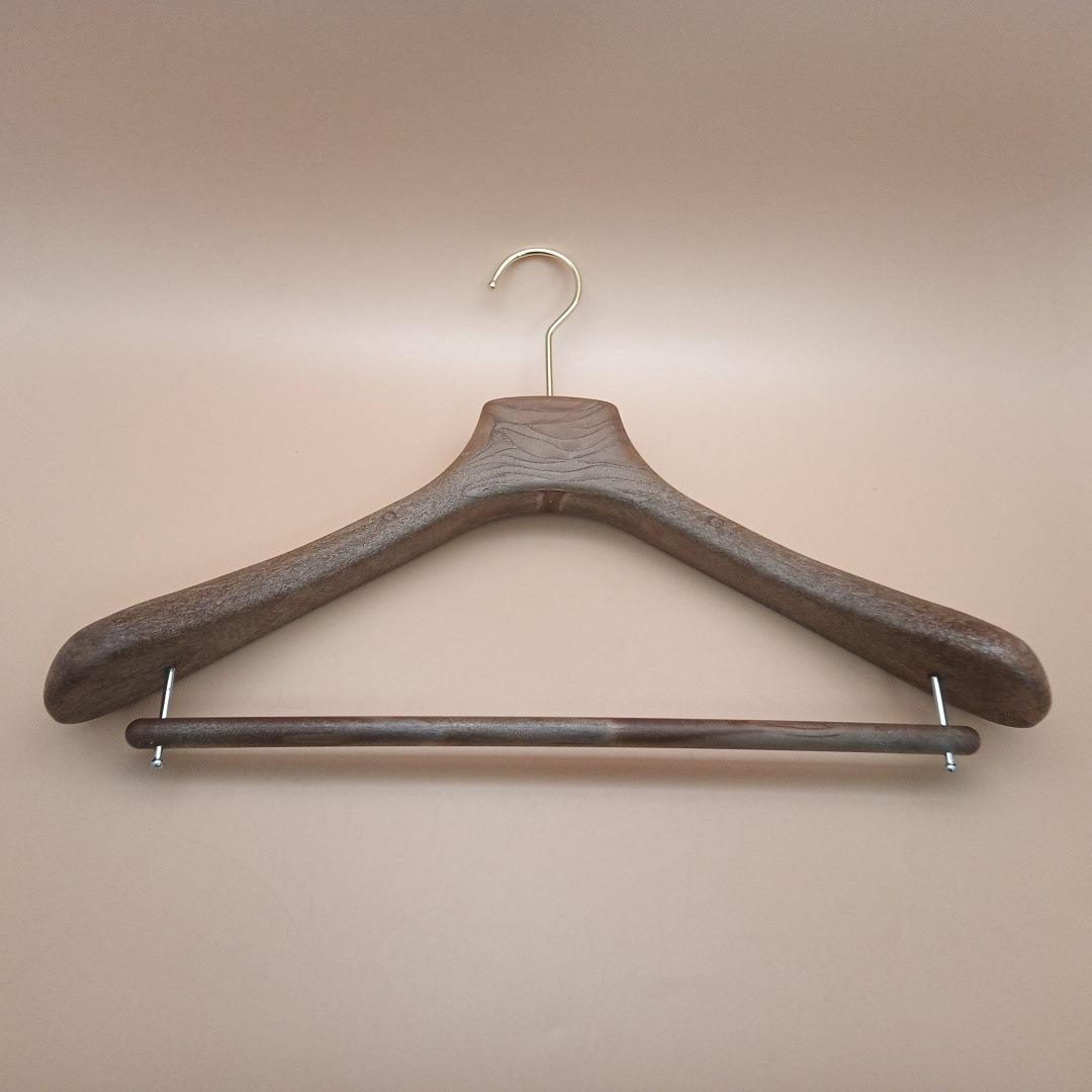 Ttexture of the wood Plastic Clothing Hanger Display With Trouser Bar