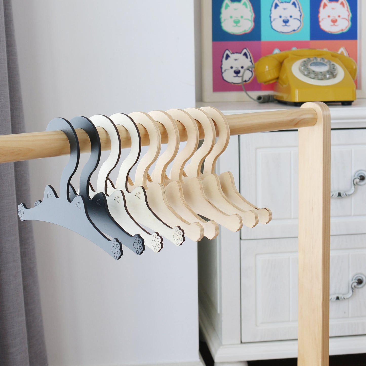 Cute Cat Small Size Wooden Hangers for Pet Cloths Doll Clothes