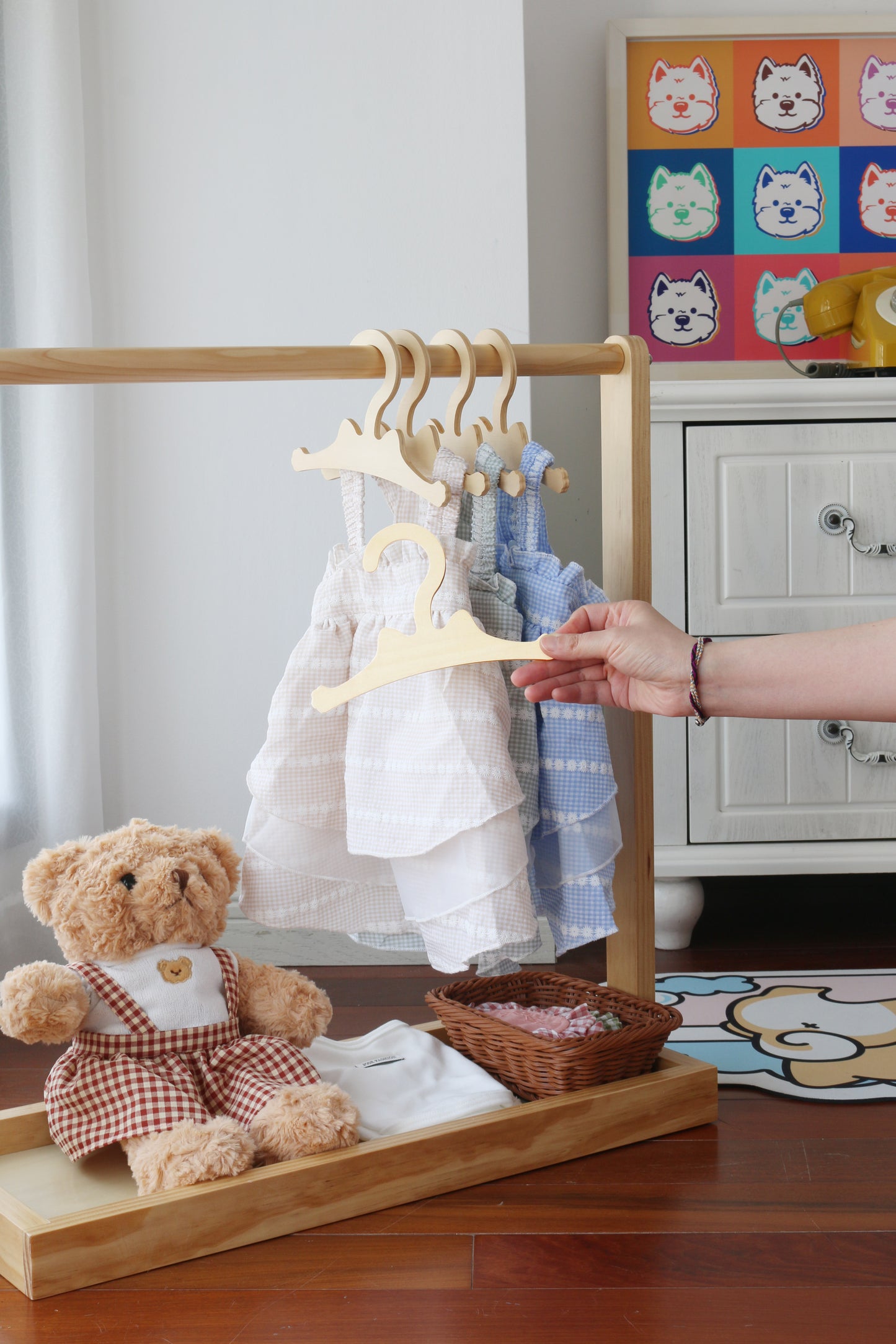 Cat Small Size Wooden Hangers for Pet Cloths Doll Clothes