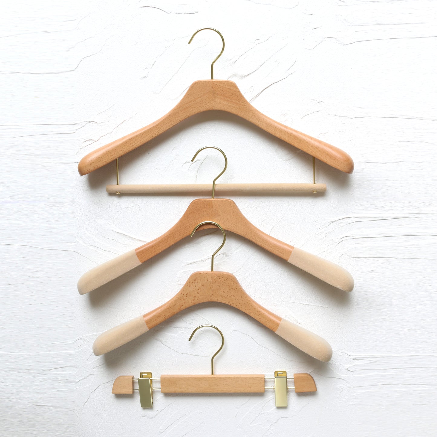 Beech Wood Hanger With Flocked Round Pole