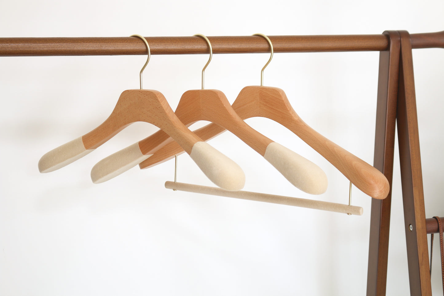 Beech Wood Hanger With Flocked Round Pole