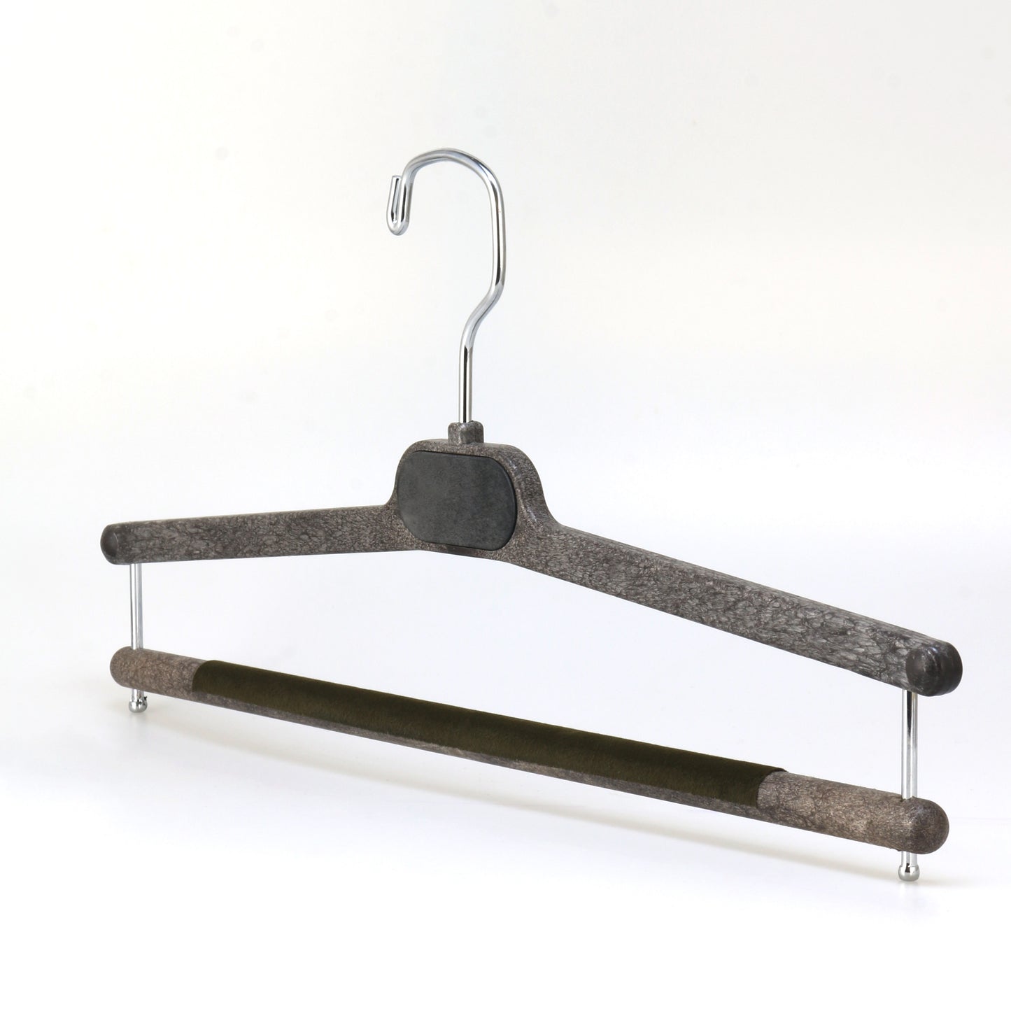 Brown Color Plastic Pant Hangers With Metal Plate Logo