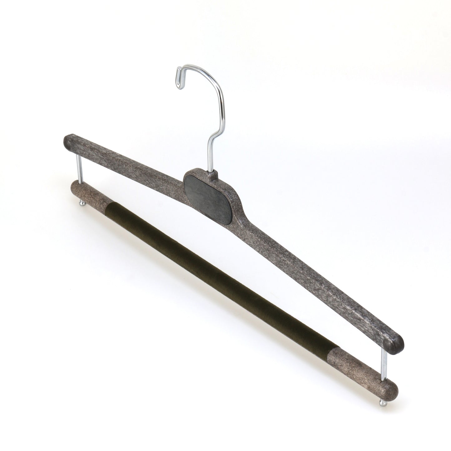 Brown Color Plastic Pant Hangers With Metal Plate Logo