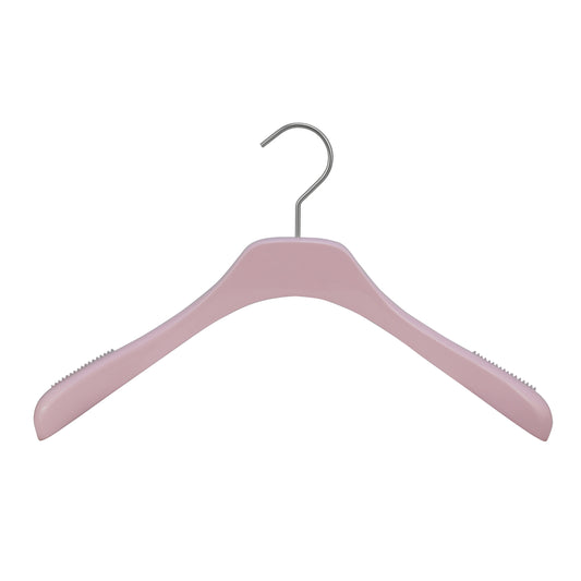 Pink Color Solid Wood Hanger With Wide Shoulder