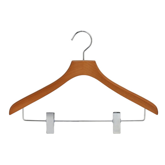 Brown Color Beech Wood Hanger With Sliver Clip