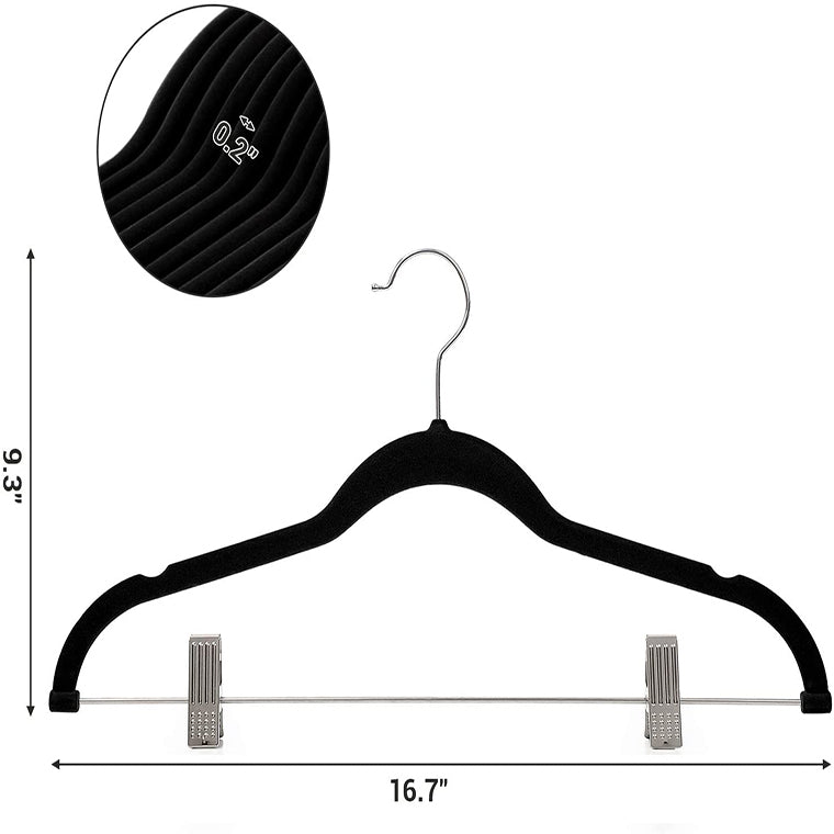 Wholesale Magic Strong Velvet Clothes Hanger With Clips