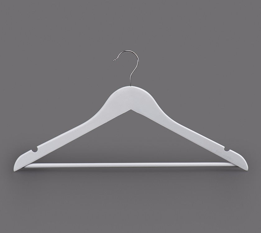 White Wooden Top Coat Hanger For Garment