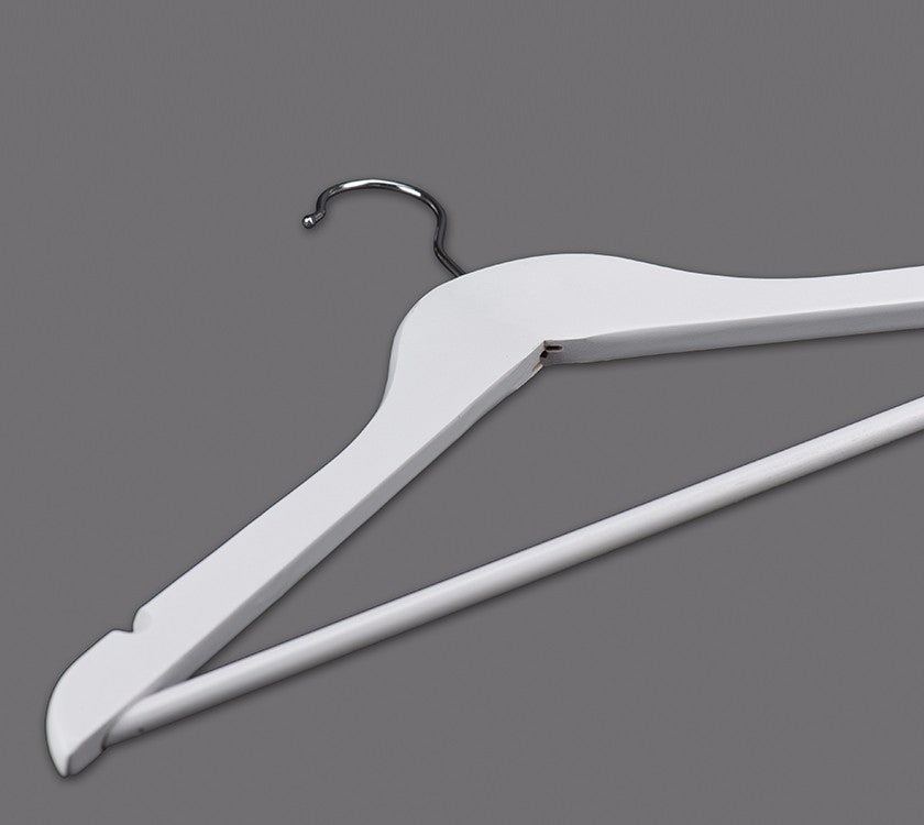 White Wooden Top Coat Hanger For Garment