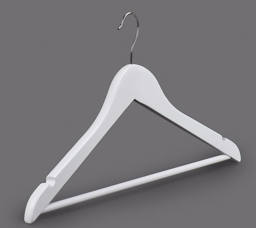 White Wooden Top Coat Hanger For Garment