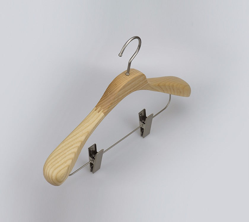 Deluxe Wooden Portable Coat Hanger Rack With Clips