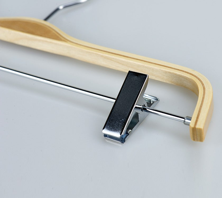 Natural Laminated Pants Hanger with clips