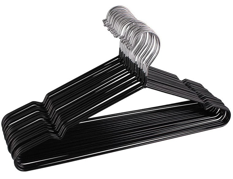 Heavy Duty Metal black shirt hanger With Anti Slip Notch