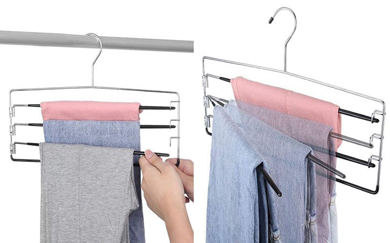 Strong Metal Pants Hanger With 4 Tier Swing Arm