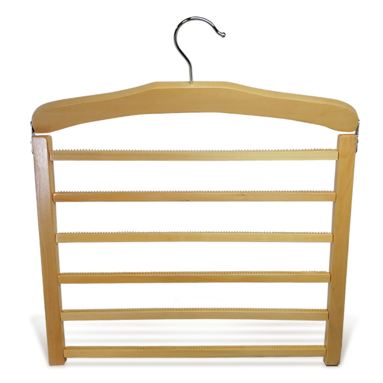 Luxury Wooden Non Slip Trousers Hanger With 5 Pcs Bar