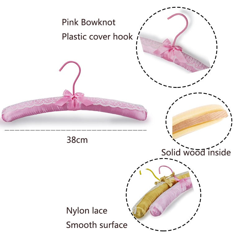 ボウタイ付きシルクサテンパッド入りコートハンガー