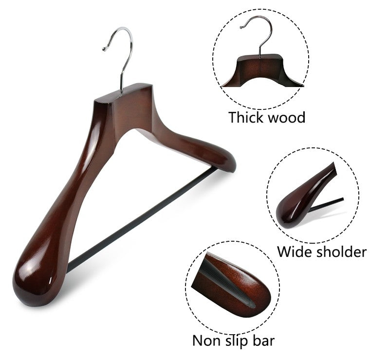 Supply Wide Shoulder Luxury Wooden Suit Hanger With Bar