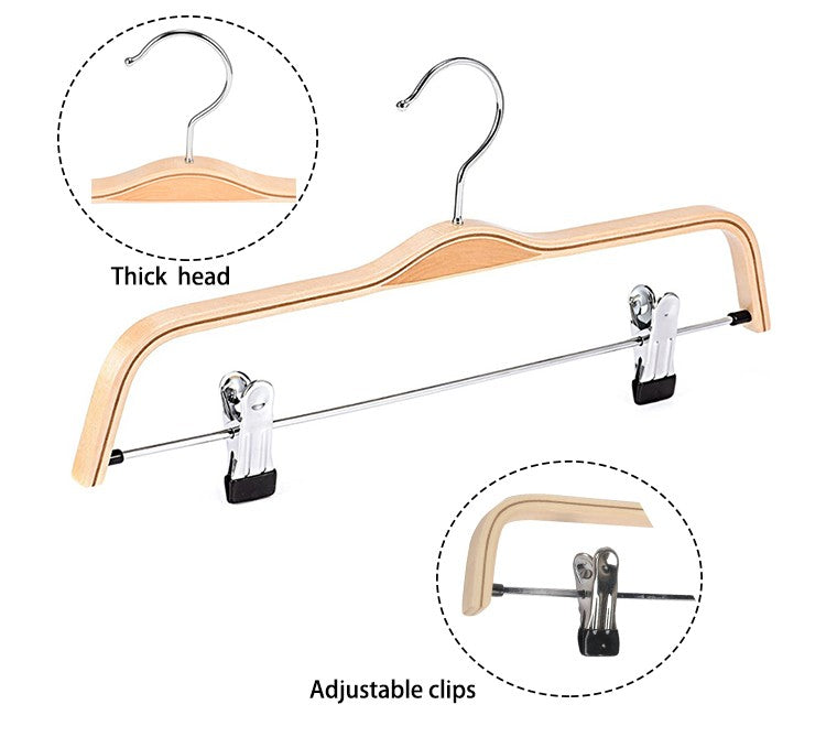 Laminated Plywood Trousers Hanger With Clips