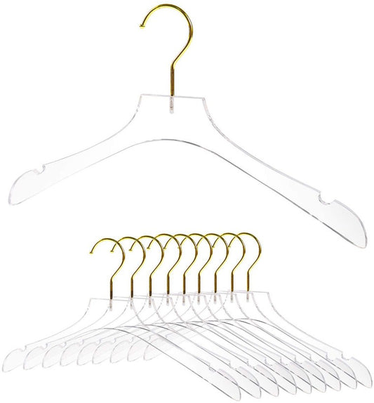 Luxury Clear Acrylic Coat Hanger With Gold Hook