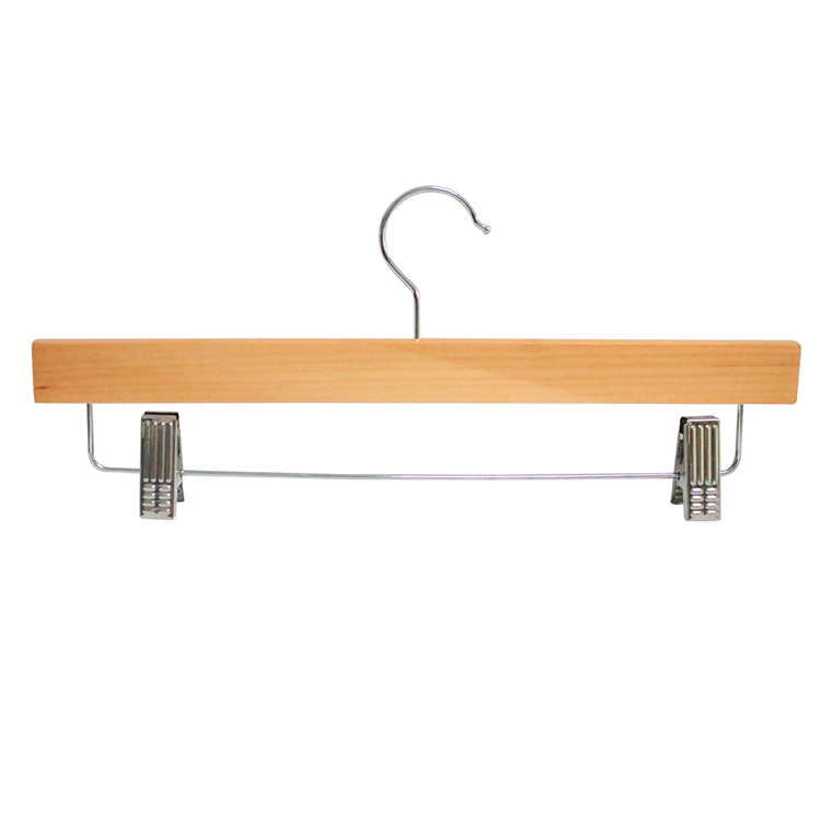 Wholesale Deluxe Wooden Bottom Hanger with Adjustable Clips