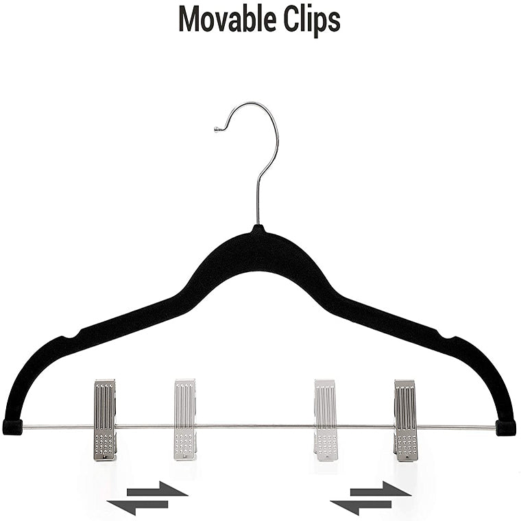 Wholesale Magic Strong Velvet Clothes Hanger With Clips