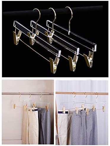 Luxury Clear Acrylic Pants Hanger With Gold Clips