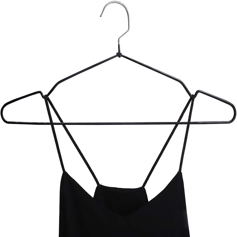 Heavy Duty Metal black shirt hanger With Anti Slip Notch