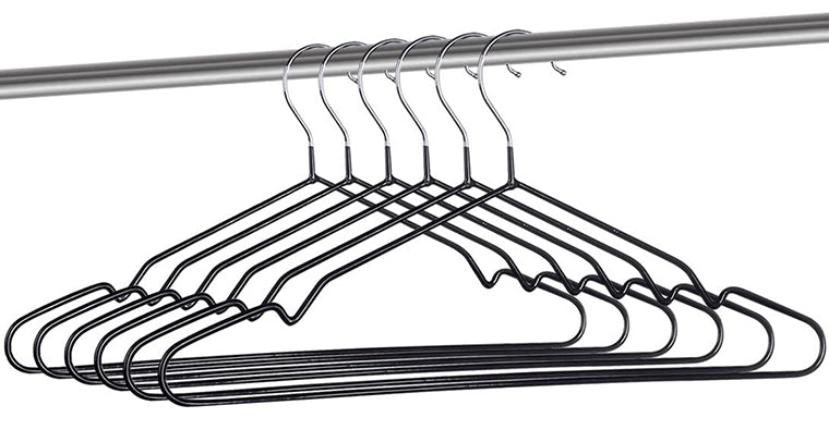 Heavy Duty Metal black shirt hanger With Anti Slip Notch