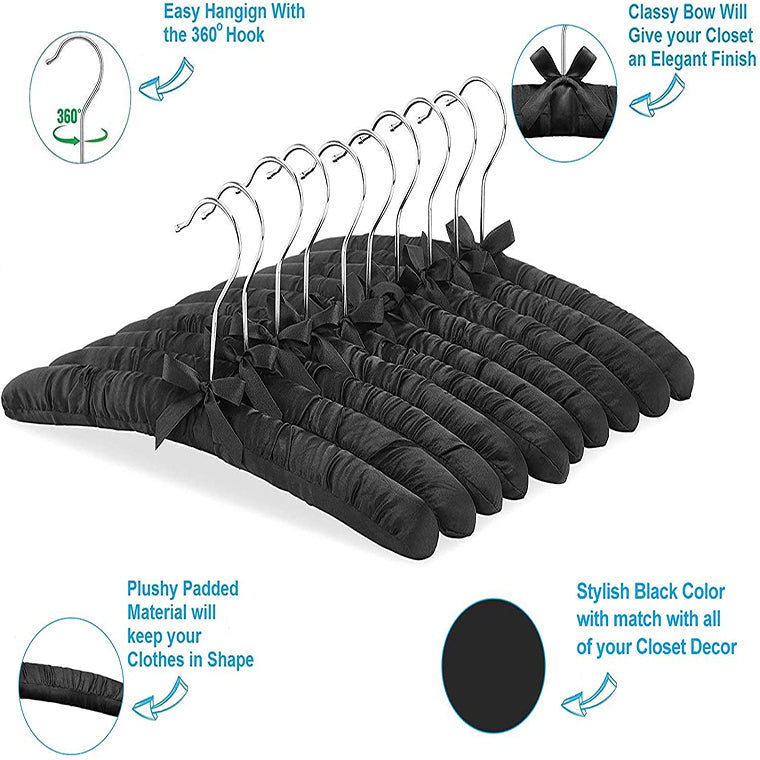 Black Heavy Duty Anti Slip Padded Hangers For Sweaters