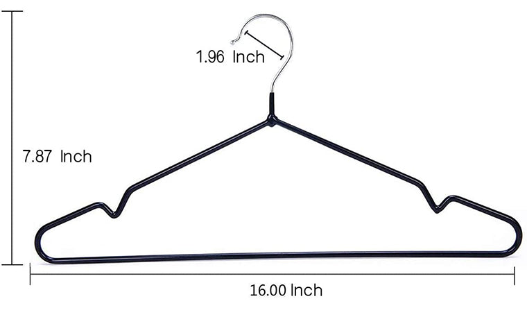 Heavy Duty Metal black shirt hanger With Anti Slip Notch