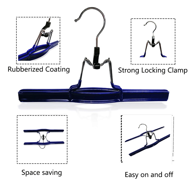 Non Slip Metal Skirt Hanger with Rubberized Clamp